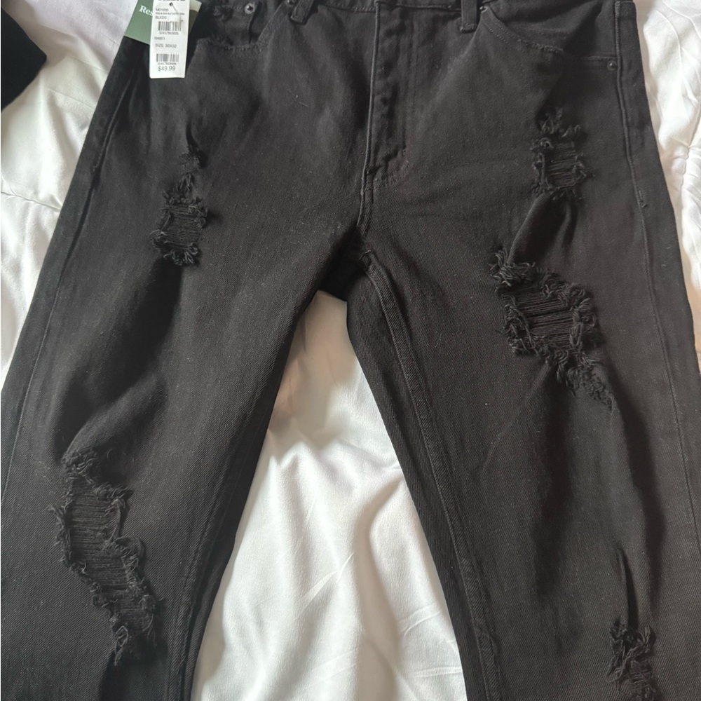 RSQ Men's Distressed Charcoal Skinny Jeans